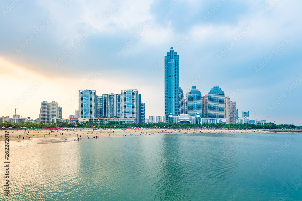 Naklejka premium City views of Golden Sands Bay, Zhanjiang City