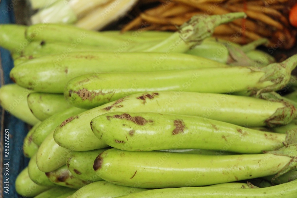 Fresh eggplant green organic at street food Fresh eggplant green organic at street food