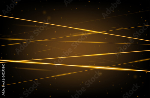 Golden realistic laser beam background. Laser rays iolated on transparent background. Modern style abstract. Bright shiny lasers pattern. Vector illustration