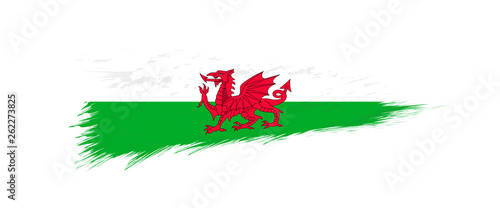 Flag of Wales in grunge brush stroke.