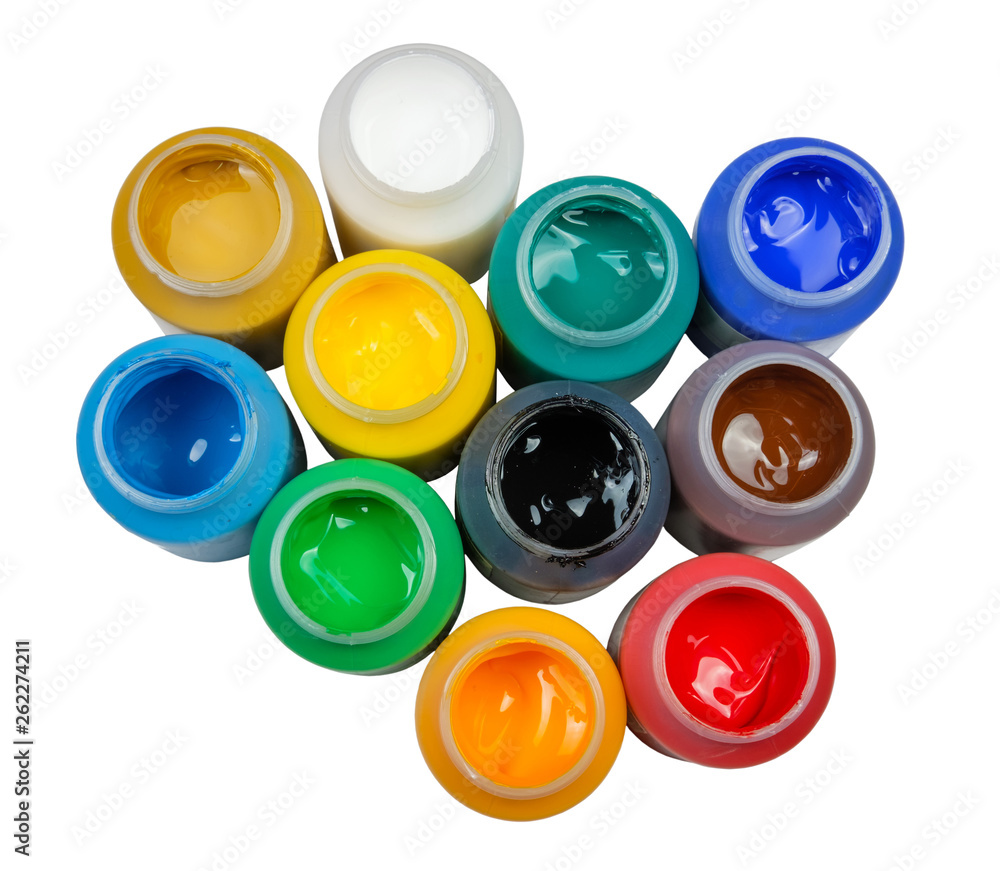 Acrylic paints in the plastic containers Acrylic paints in the plastic containers