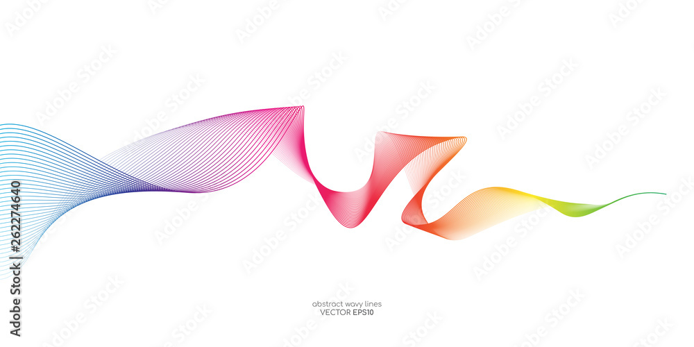 Abstract vector colorful wave line flowing isolated on white background ...