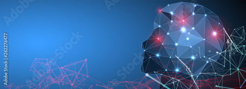 Artificial Intelligence concept.  Creative brain concept background. Vector science illustration.