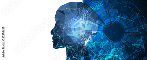 Artificial Intelligence concept.  Creative brain concept background. Vector science illustration.
