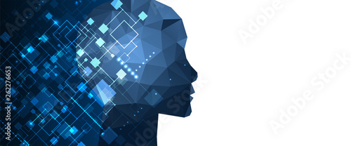 Artificial Intelligence concept.  Creative brain concept background. Vector science illustration.