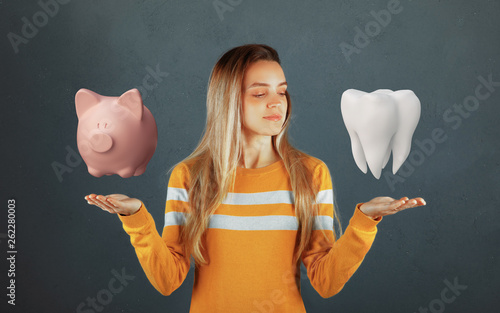 Dental care, tooth on hand