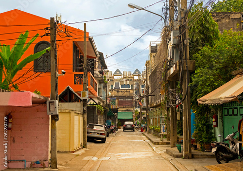 Photography Little street of Bangkok city, Thailand.