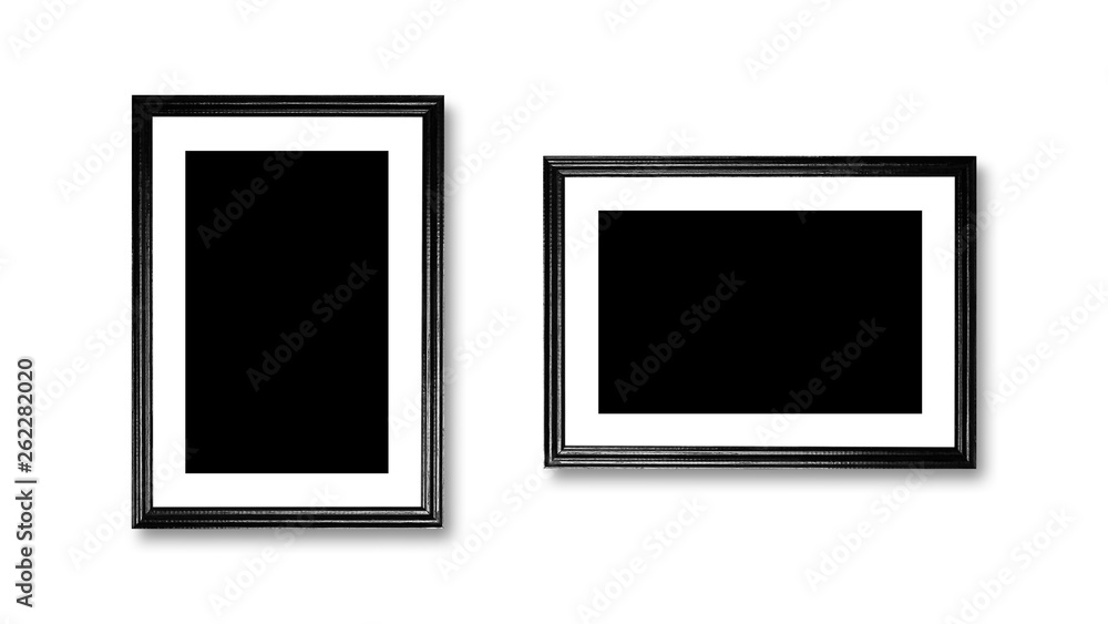 Black blank A4 frame. Close up. Isolated on white background Black blank A4 frame. Close up. Isolated on white background
