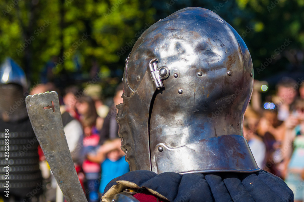 Fototapeta premium Knight's armor for historical reconstructions, close up