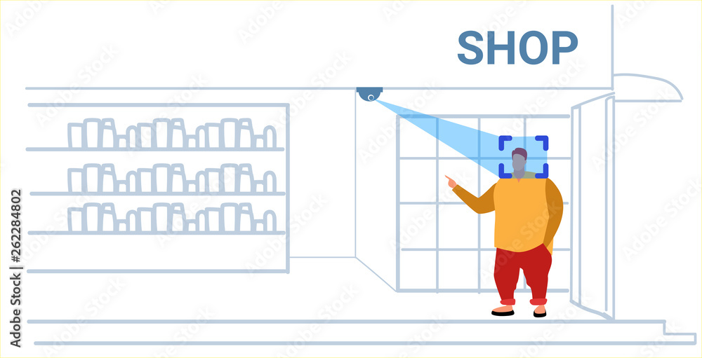 obese man customer identification facial recognition concept overweight guy choosing accesories fashion boutique interior security camera surveillance cctv system sketch doodle horizontal obese man customer identification facial recognition concept overweight guy choosing accesories fashion boutique interior security camera surveillance cctv system sketch doodle horizontal