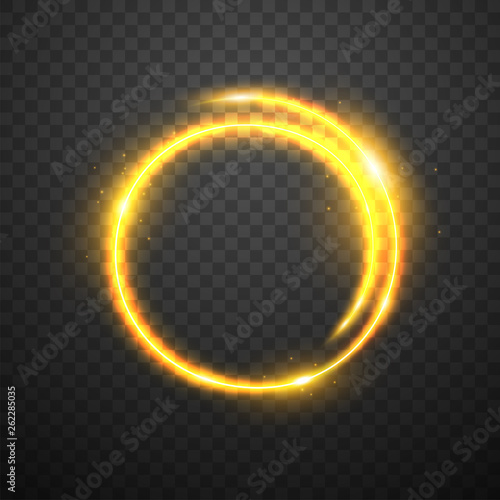 Glowing circle on dark transparent background
