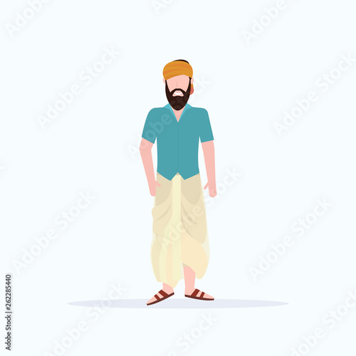 happy casual man standing pose smiling guy wearing trendy clothes male cartoon character full length flat white background