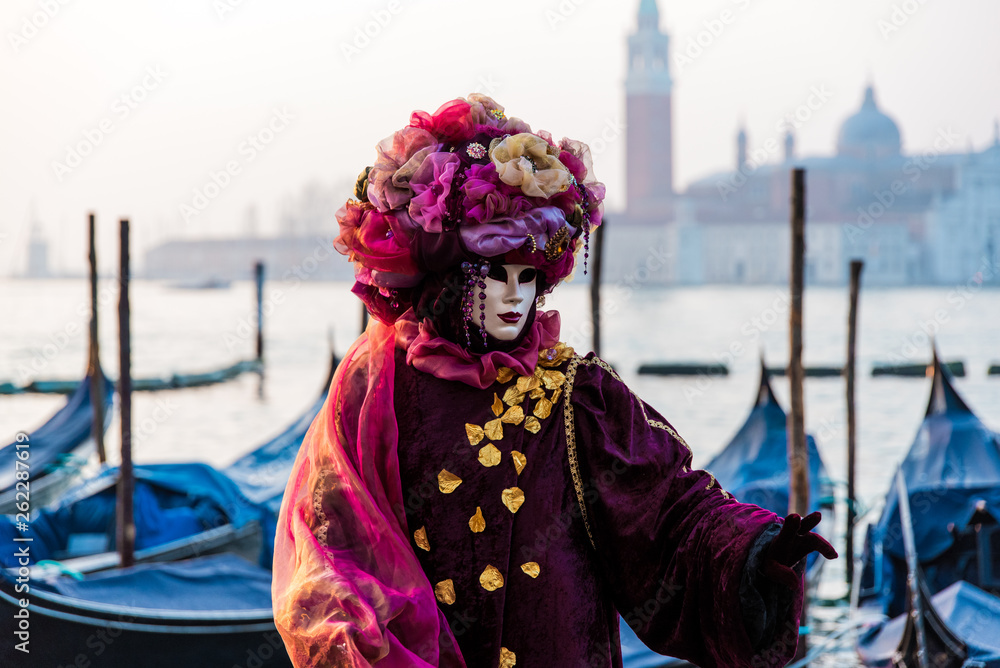 Venice Carnival Maroon and Gold