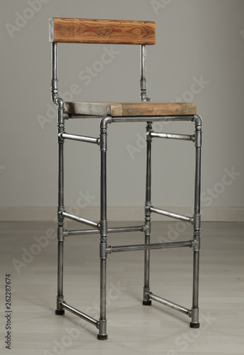 Unique handmade metal pipes bar chair