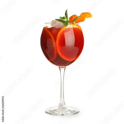 Photography Glass of Aperol Spritz cocktail on white background