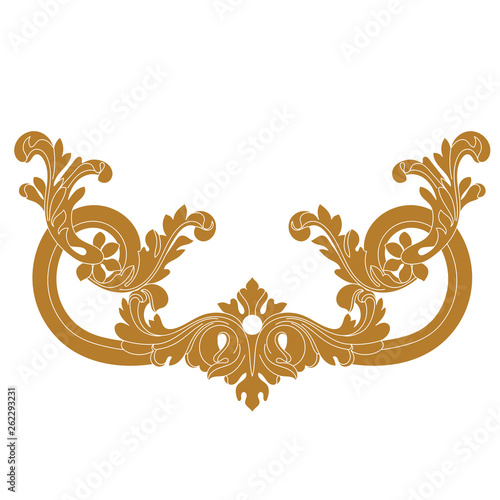 Golden vintage baroque ornament, corner. Retro pattern antique style acanthus.