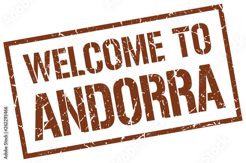 welcome to Andorra stamp