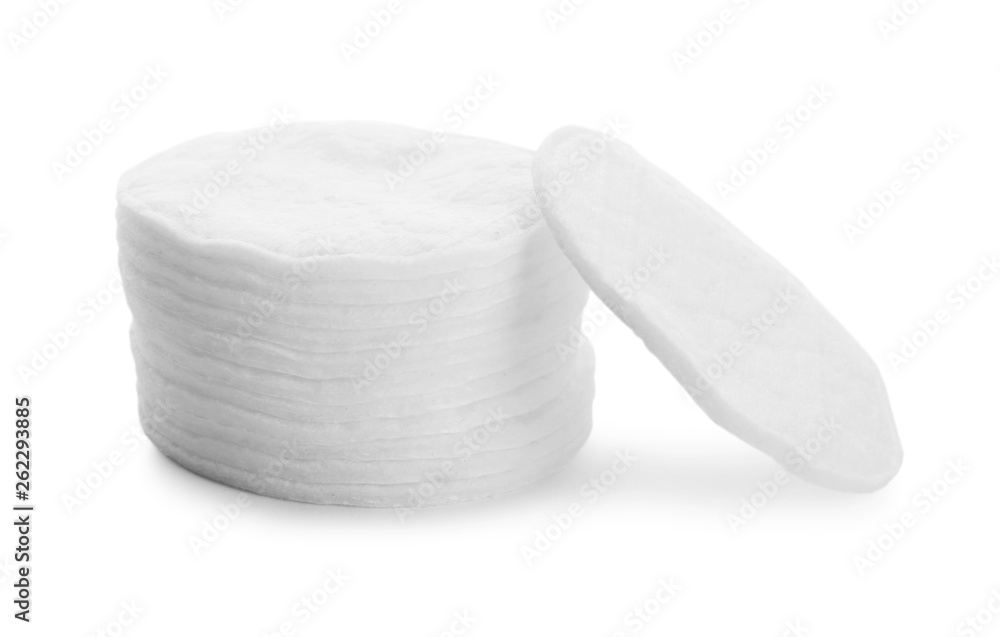 Stack of cotton pads isolated on white Stack of cotton pads isolated on white