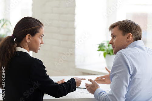Fotografi Conflict of female boss and male office worker