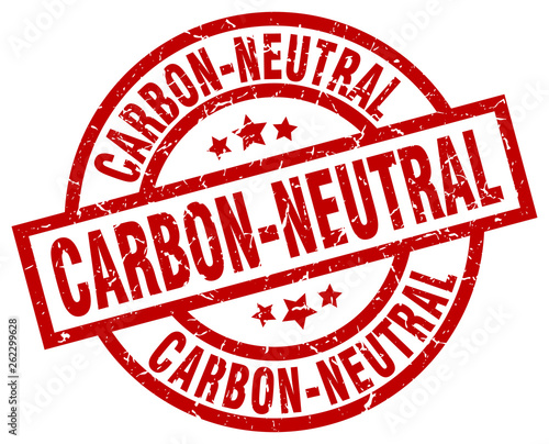 carbon-neutral round red grunge stamp