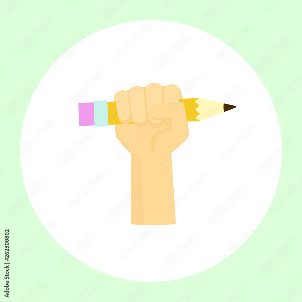 Image of an artist's hand squeezing his favorite tool. Vector illustration Image of an artist's hand squeezing his favorite tool. Vector illustration