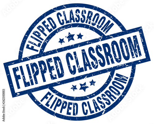 flipped classroom blue round grunge stamp