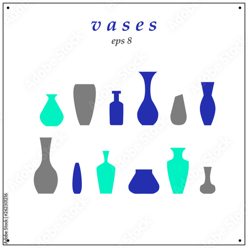 Collection of various kinds of vases. Vector illustration