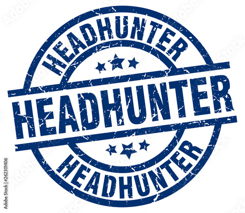 headhunter blue round grunge stamp
