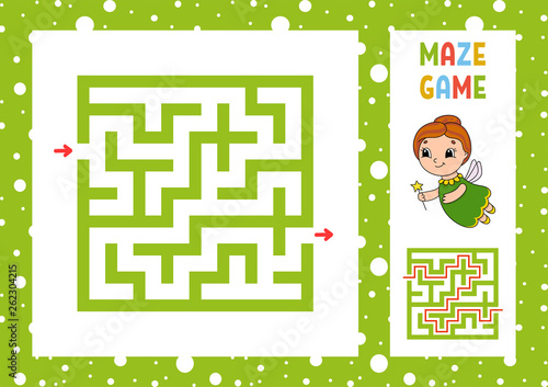 Maze. Game for kids. Funny labyrinth. Education developing worksheet. Activity page. Puzzle for children. Cute cartoon style. Riddle for preschool. Logical conundrum. Color vector illustration.