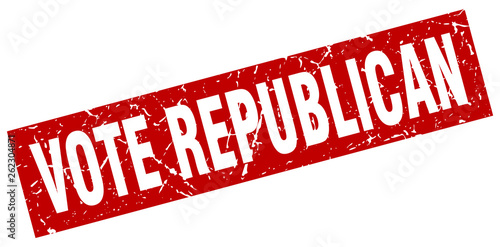 square grunge red vote republican stamp