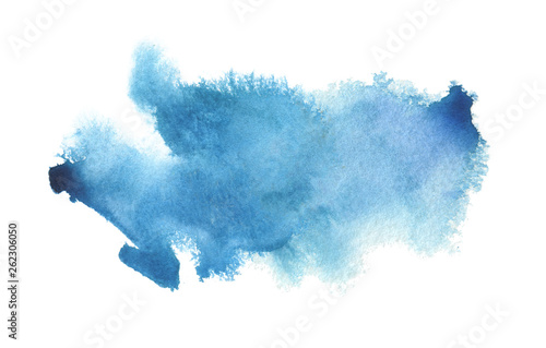 Abstract blue watercolor blot painted background. Isolated. photo