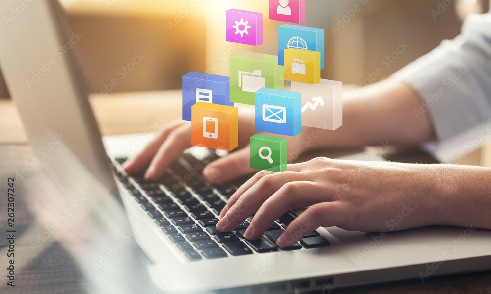 Woman typing computer. Woman typing computer.