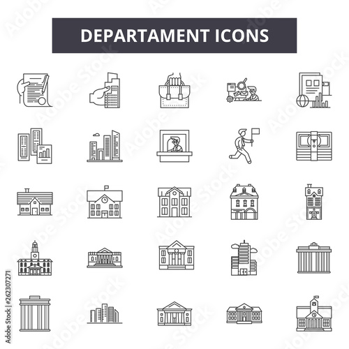 Departament line icons, signs set, vector. Departament outline concept illustration: deservice,job,safety,flat,isolated,work