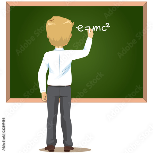 Back view male teacher in c...