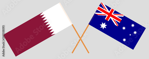 Australia and Qatar. The Australian and Qatari flags. Official colors. Correct proportion. Vector