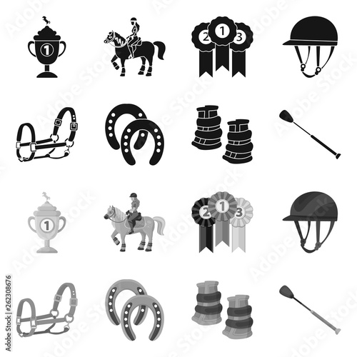 Vector illustration of equipment and riding icon. Collection of equipment and competition stock symbol for web.