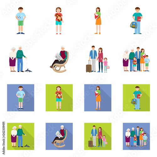 Isolated object of character and avatar sign. Collection of character and portrait stock symbol for web.