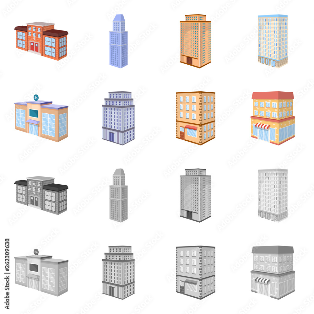 Isolated object of construction and building icon. Collection of construction and estate stock symbol for web.