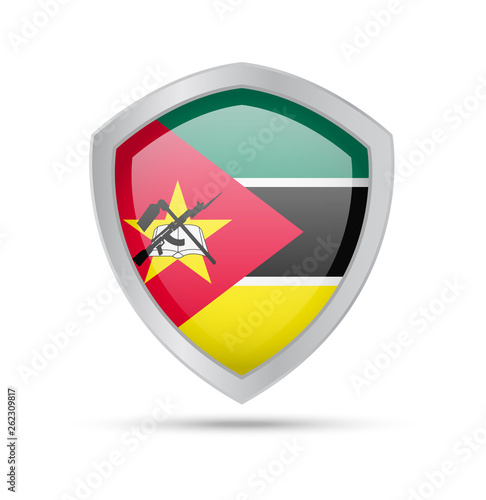 Shield with Mozambique flag on white background. Free Download Shield with Mozambique flag on white background. - GFXLoad