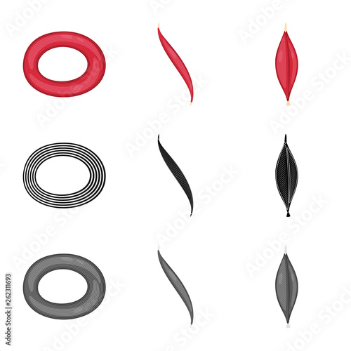 Isolated object of fiber and muscular logo. Collection of fiber and body  stock vector illustration.