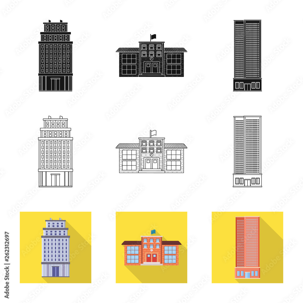 Isolated object of municipal and center icon. Collection of municipal and estate   stock vector illustration.