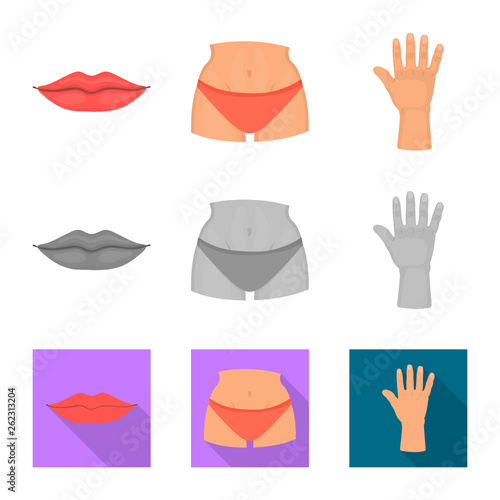 Isolated object of body and part symbol. Set of body and anatomy stock symbol for web.