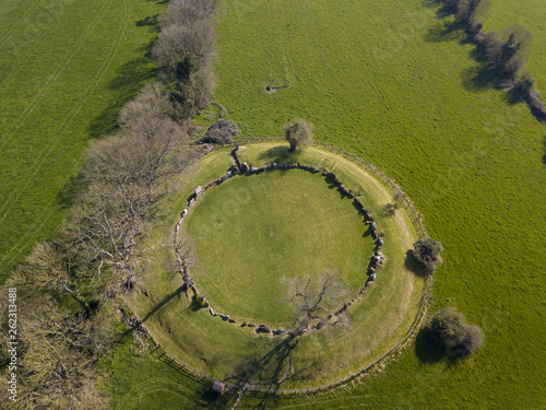 Aerial shot of Grange Stone Circle. Co. Limerick. Ireland. April 2019