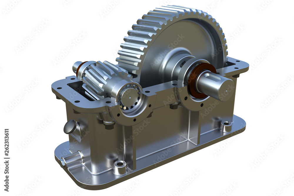Gearbox on White Background 3D Rendering Gearbox on White Background 3D Rendering