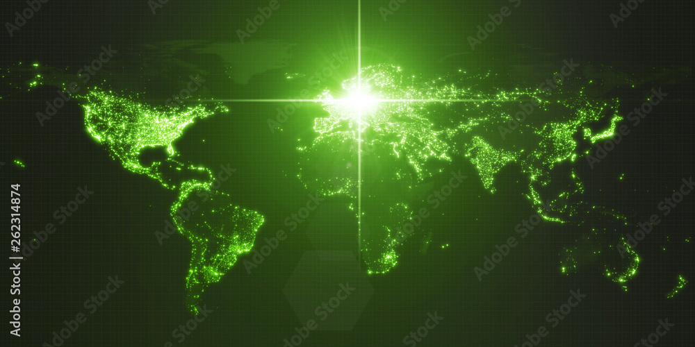 power of germany, energy beam on berlin. dark map with illuminated cities and human density areas. 3d illustration power of germany, energy beam on berlin. dark map with illuminated cities and human density areas. 3d illustration