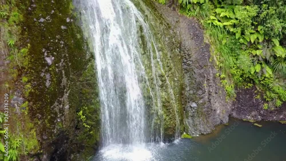 Waterfall in New Zealand forest led up Waterfall in New Zealand forest led up