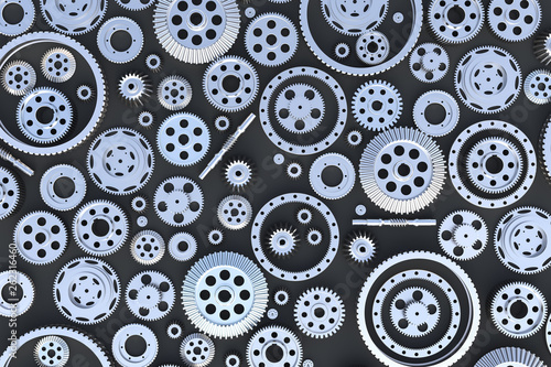 3D Rendering of Gears on Black Background