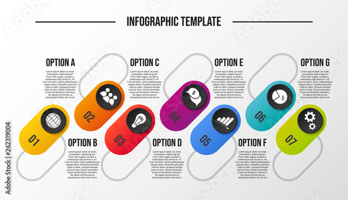 Colorful chart with business symbols - infographic template. Vector