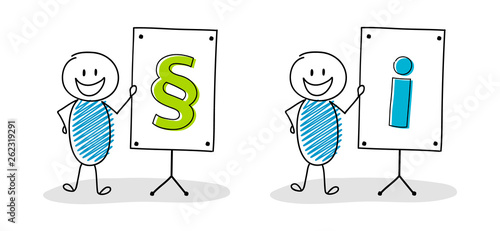  Funny hand drawn stickman with whiteboad and business icons. Vector photo