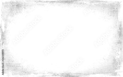 Texture of black lines, scratches, dots on white background. Abstract decorative ink and print graphic pattern.